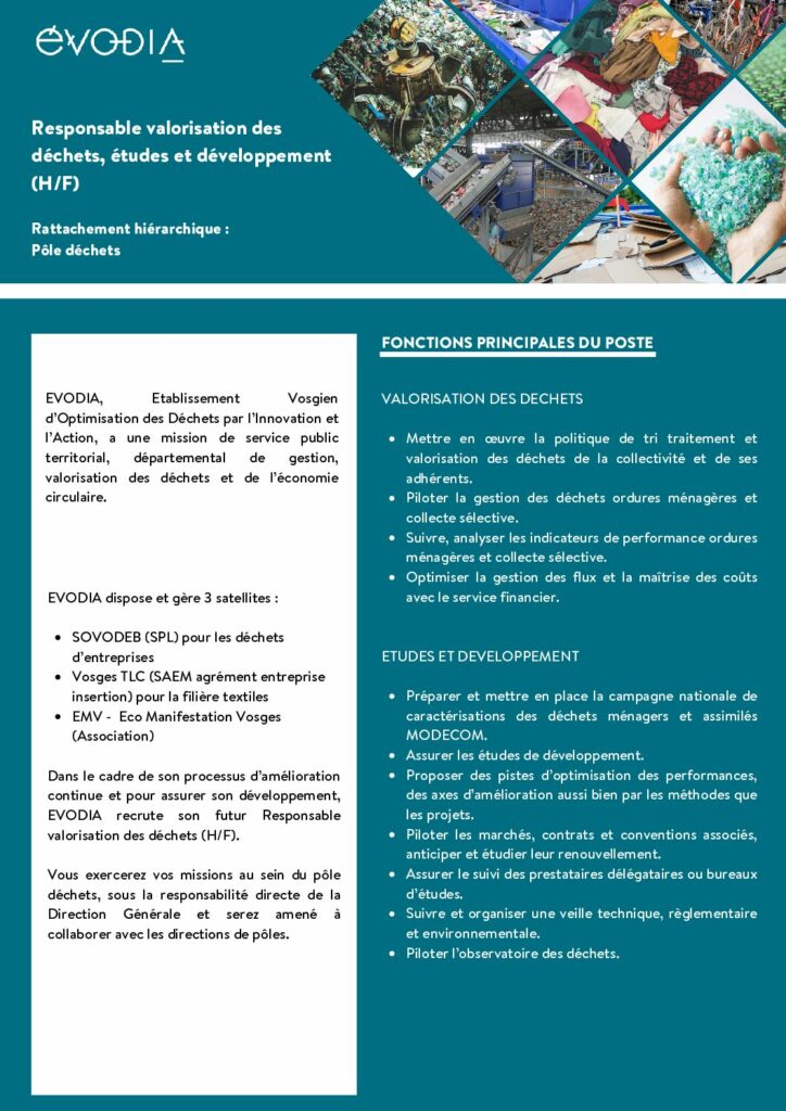 thumbnail of Offre d’emploi responsable valorisation des déchets