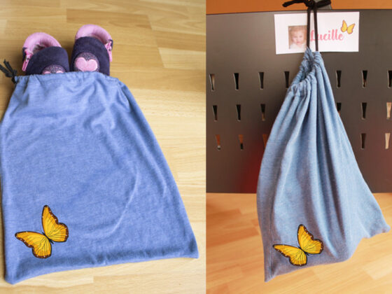 vieux t-shirt en sac à chaussons