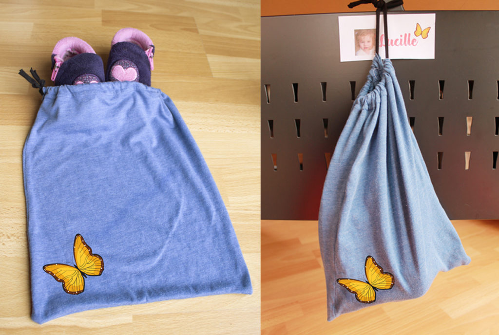 vieux t-shirt en sac à chaussons