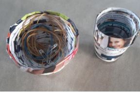 pot DIY en magazines recyclés
